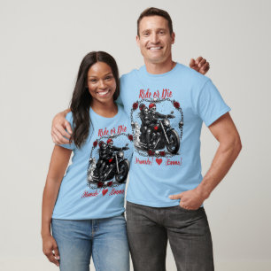 Ride or Die Personalised Skeleton Couple T-Shirt