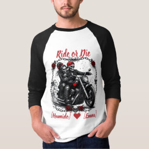 Ride or Die Personalised Skeleton Couple T-Shirt