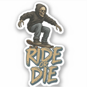 Ride Or Die Skater Skeleton -Skateboarding Graphic