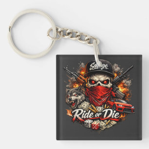 Ride or Die Skull Wolf Streetwear Design Key Ring