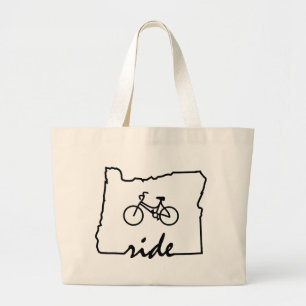 Ride Oregon (Cycling) Large Tote Bag