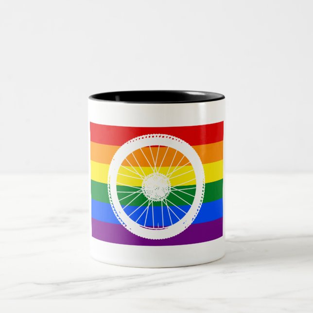 Ride Pride Cycling Wheel Two-Tone Coffee Mug (Center)