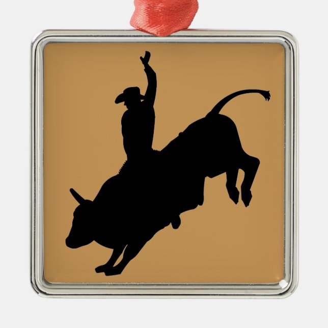 Ride Rank Bull Riding Rodeo Cowboy Up Metal Ornament (Front)
