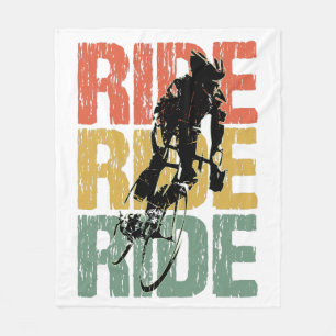 Ride Ride Ride Vintage Bicycle Rider Fleece Blanket