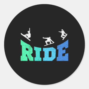 Ride Snowboard Snowboarder Snowboarding Boys Kids Classic Round Sticker
