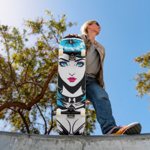 Ride the Artistic Vibe: Cute Pop Art Girl Skateboard