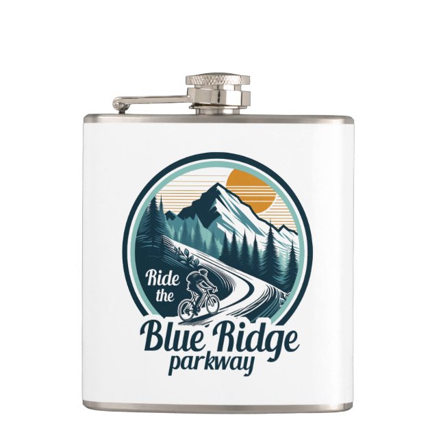 Ride The Blue Ridge Parkway Cycling Hip Flask (Front)