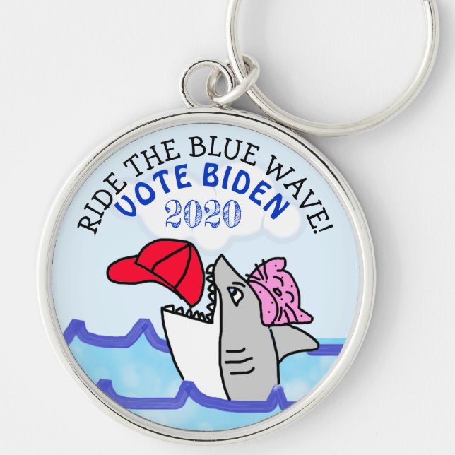 Ride the Blue Wave, Vote Biden 2020 Election Key Ring (Front)