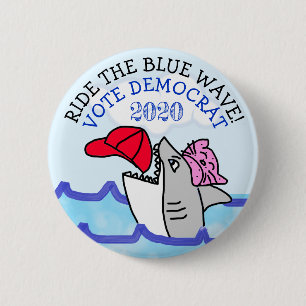 Ride the Blue Way Pro Democrat Anti Trump 6 Cm Round Badge