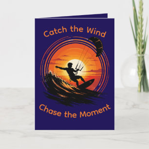 Ride the Firewave KItesurfing Sunset Card