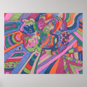 Ride the Groovy Rainbow, abstract Poster