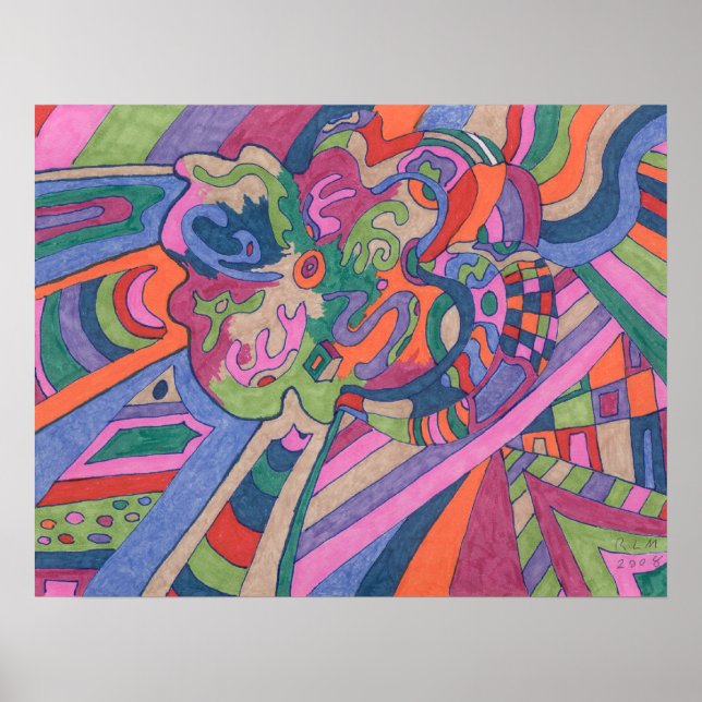 Ride the Groovy Rainbow, abstract Poster (Front)