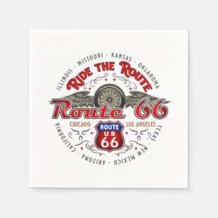 RIDE THE ROUTE US 66 BIKER ROAD TRIP MOTORCYCLE NAPKIN