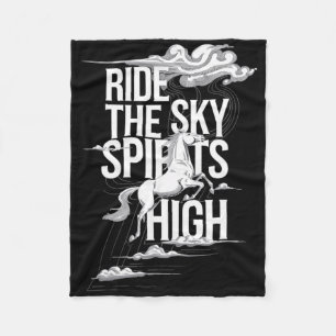 Ride The Sky Spirits High Equestrians & Horse Fleece Blanket