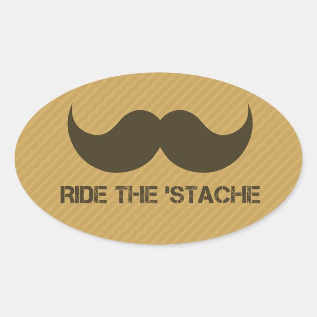Ride The 'Stache Oval Sticker (Front)