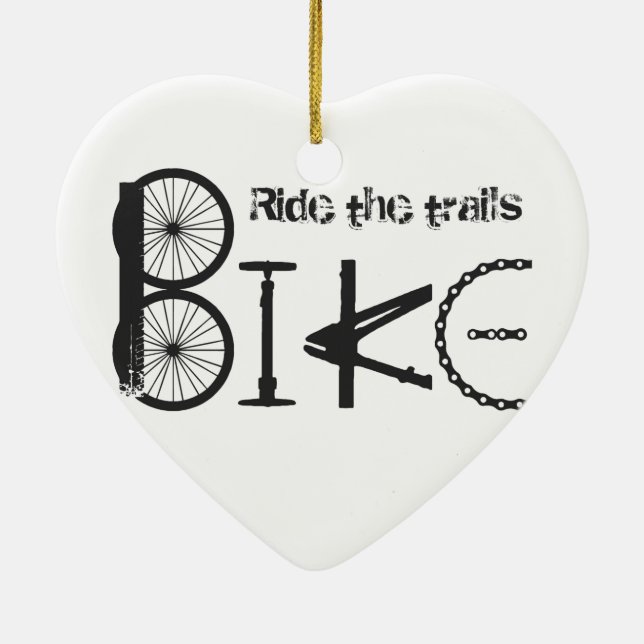 Ride the Trail Bike Graffiti quote Ceramic Tree Decoration (Back)
