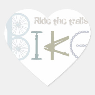 Ride the Trails Bike Graffiti Sport Quote Heart Sticker