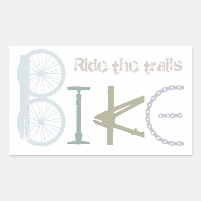 Ride the Trails Bike Graffiti Sport Quote Rectangular Sticker (Front)