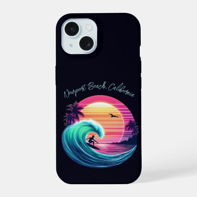 Ride the Wave at Sunset iPhone 15 Case (Back)