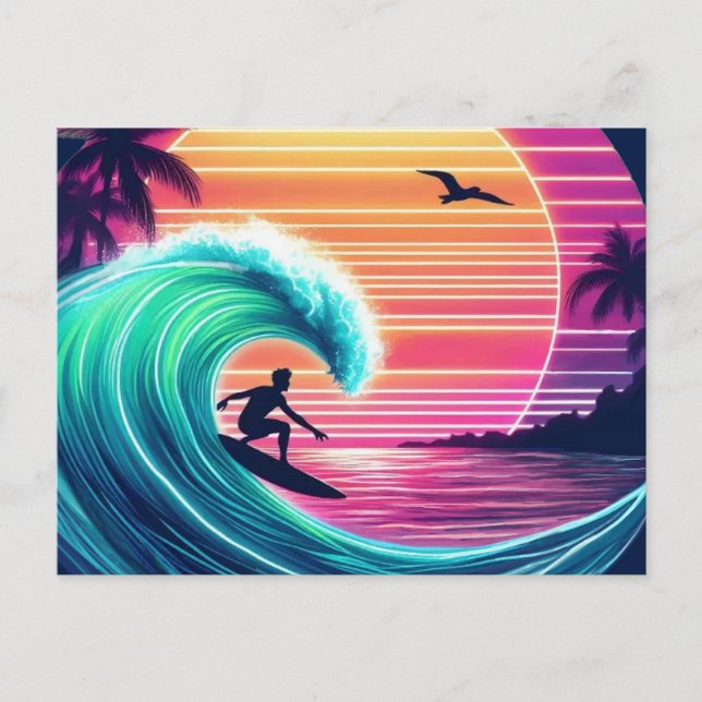 Ride the Wave at Sunset Postcard (Front)