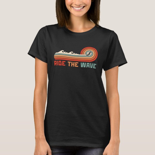 Ride The Wave Retro Surfer Surfing T-Shirt (Front)