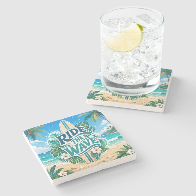 Ride The Wave Stone Coaster (Side)