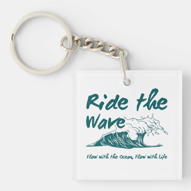 Ride the Wave Surf Design Key Ring (Front)