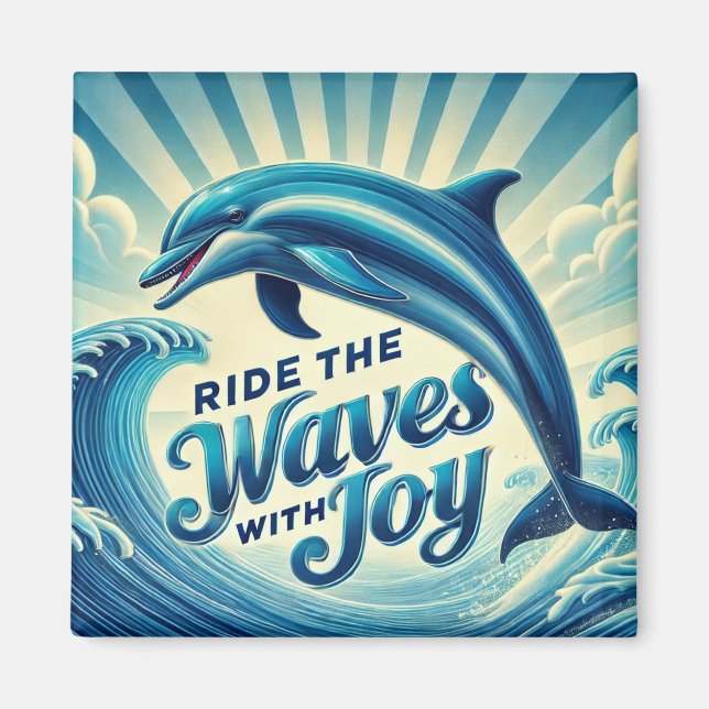 Ride the Waves Dolphin Magnet (Front)