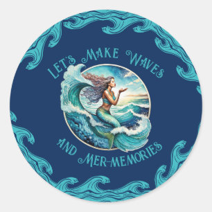 Ride the Waves: Mer-Memories Await! Classic Round Sticker