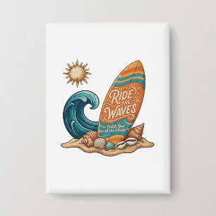 Ride the Waves Surfboard Illustration - Tropical B