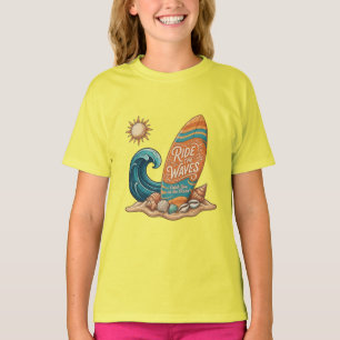 Ride the Waves Surfboard Illustration - Tropical S T-Shirt