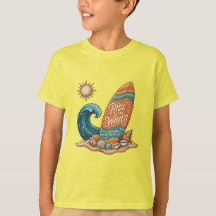 Ride the Waves Surfboard Illustration - Tropical S T-Shirt