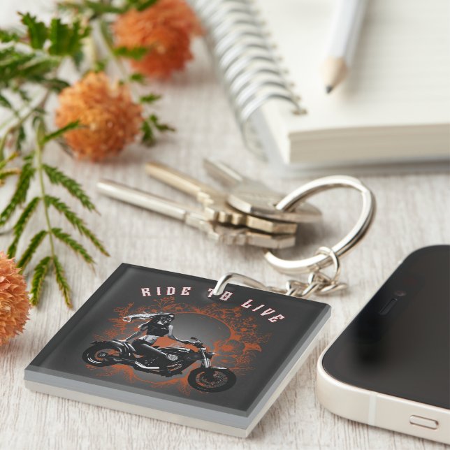 Ride to Life - Biker Girl Key Ring (Front Right)