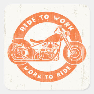 Ride to Work Square Sticker