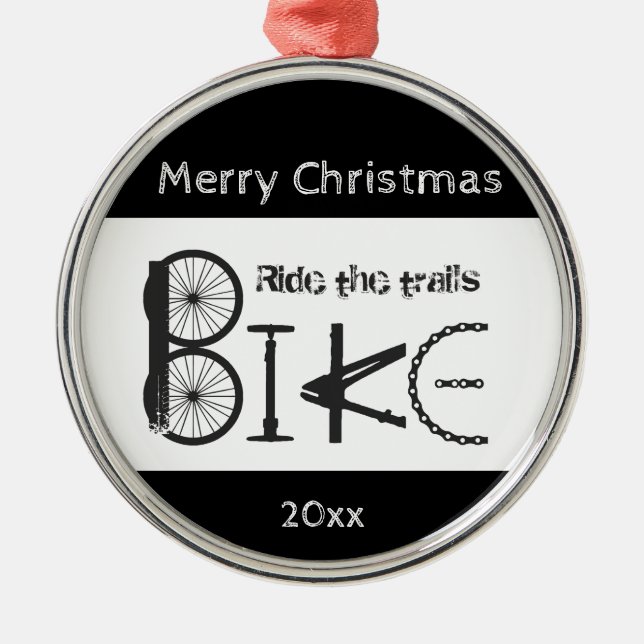 Ride Trail Bike Graffiti Inspirational Christmas   Metal Ornament (Front)