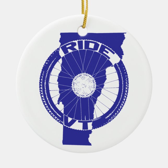 Ride Vermont Ceramic Tree Decoration (Front)