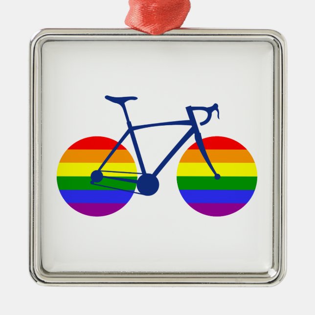 Ride With Pride Bike Metal Ornament (Front)