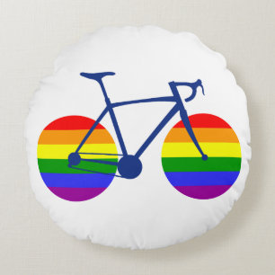 Ride With Pride Bike Round Cushion