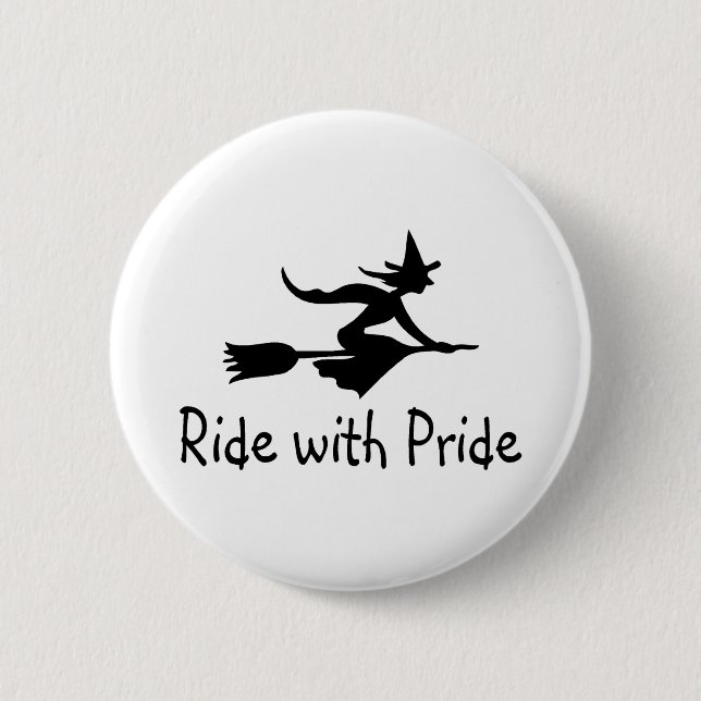 Ride with Pride Black Witch 6 Cm Round Badge (Front)