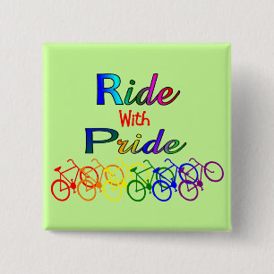 Ride With Pride Gay Lesbian Cyclist Gifts 15 Cm Square Badge