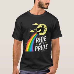 Ride With Pride LGBT Gay Lesbian Witch Halloween T-Shirt