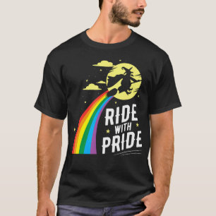 Ride With Pride Lgbt Gay Lesbian Witch Halloween T-Shirt