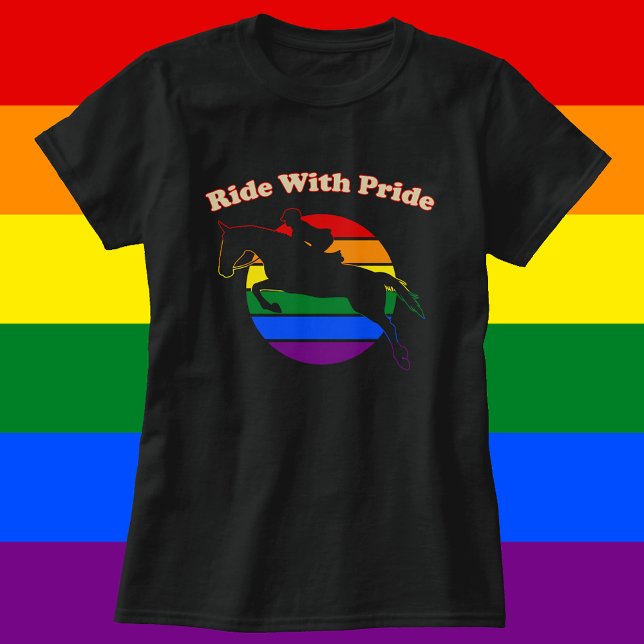 Ride With Pride - LGBTQ Retro Sunset Hunter Jumper T-Shirt (Creator Uploaded)