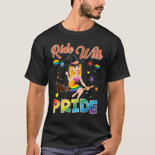 Ride With Pride Witch LGBT Halloween Gay Lesbian C T-Shirt
