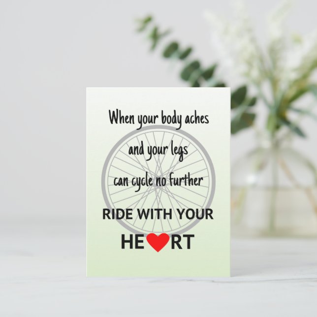 Ride with your heart inspirational postcard (Standing Front)