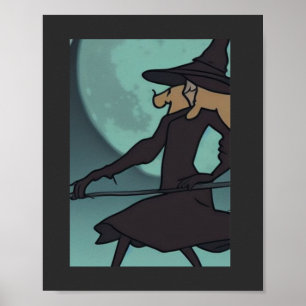 ride your broom in the moonlight spooky fun  poster