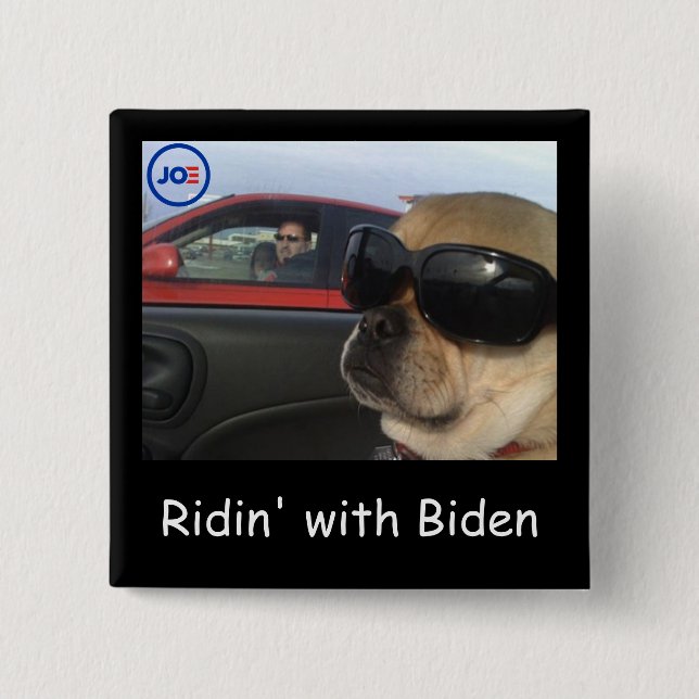 Riden' with Biden 2020 15 Cm Square Badge (Front)