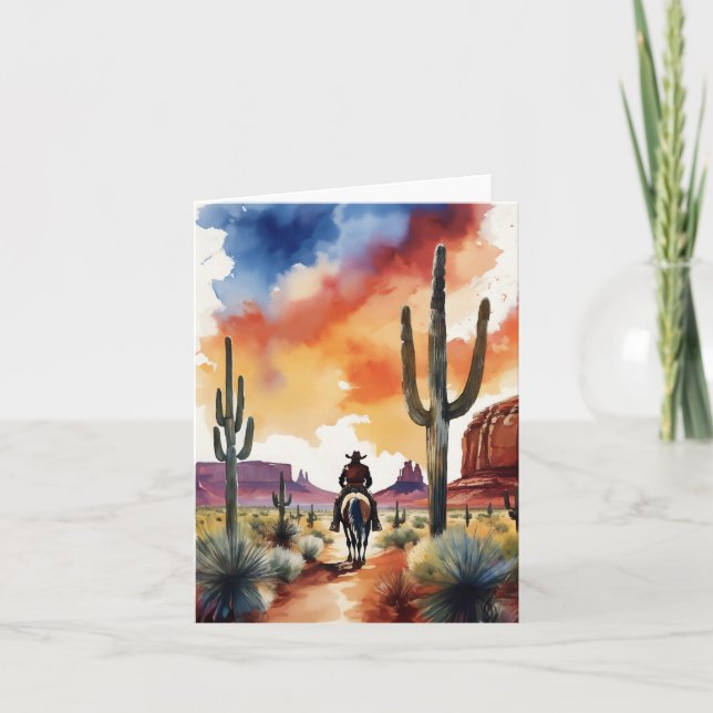 Rider at Dusk Cowboy Card (Front)