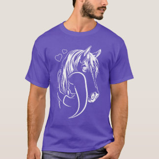 Rider Horse Lineart Horse and Girl Rider gift T-Shirt