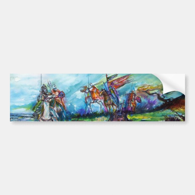 RIDERS IN THE STORM Mediaeval Knights Horseback Bumper Sticker (Front)